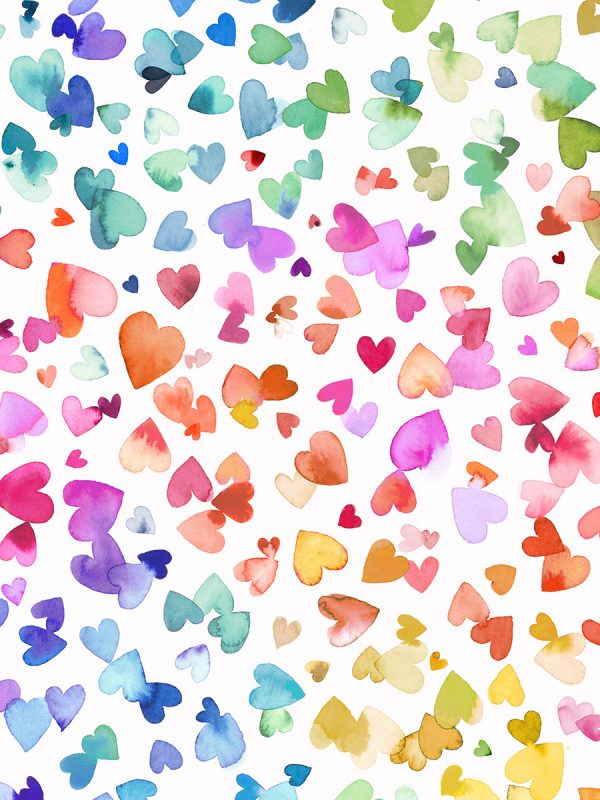 Ninola Design Watercolor Hearts Colorful