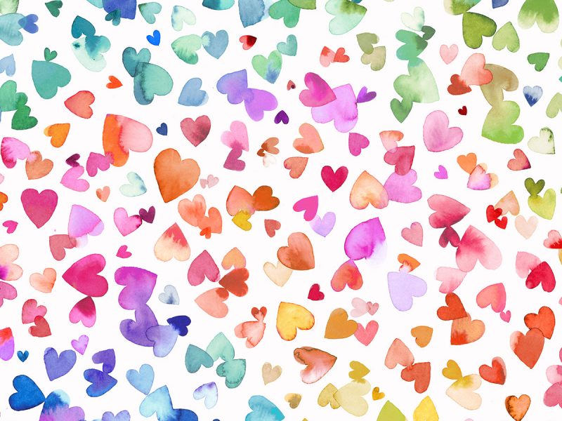 Ninola Design Watercolor Hearts Colorful