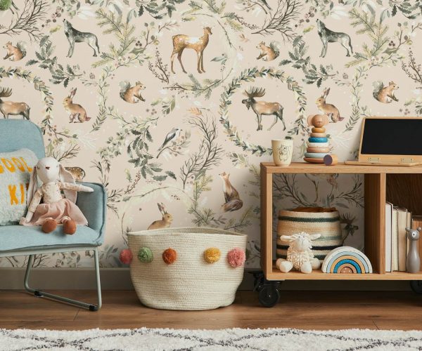 08-Animal Forest Woodland Toile Kids-room